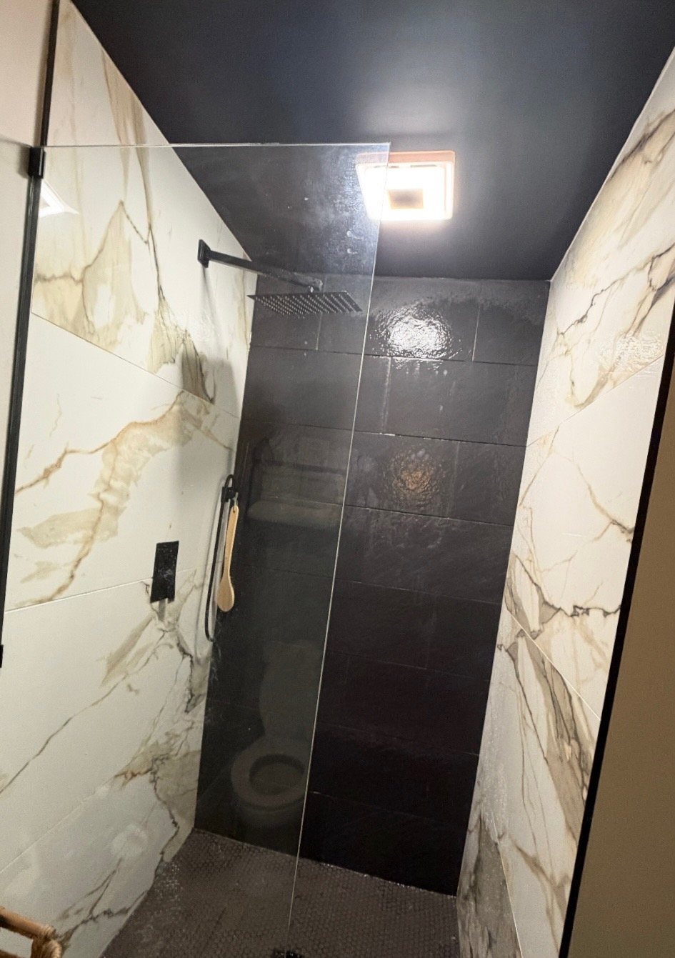 Finished modern walk-in shower