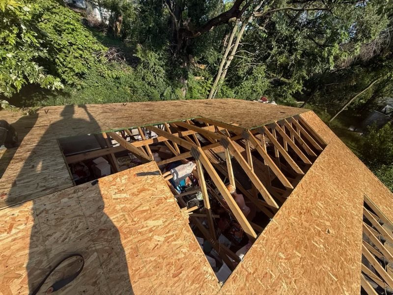 New roof decking being installed